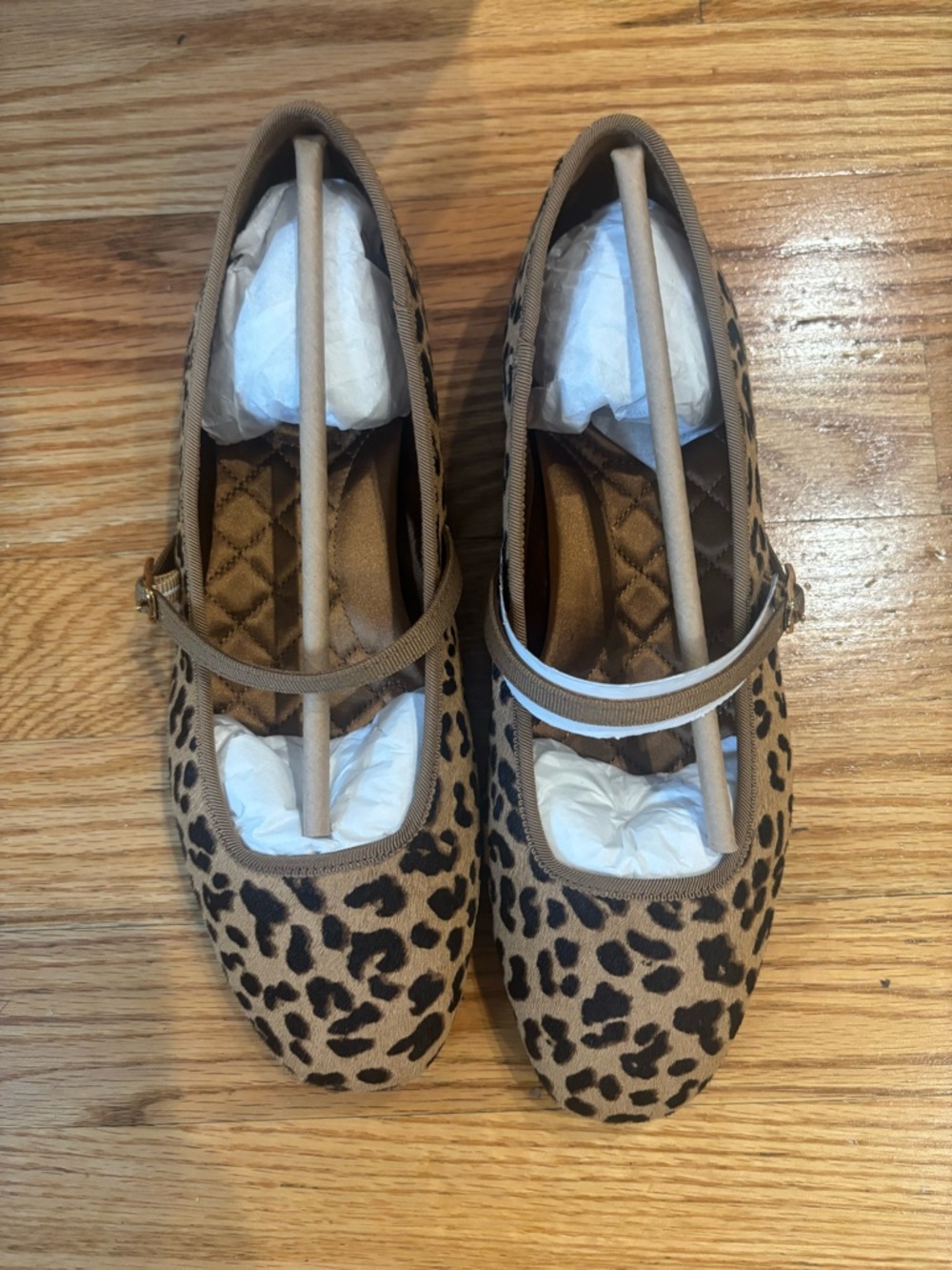 Birdies Leopard Print Mary Jane Flats in Tan and Black